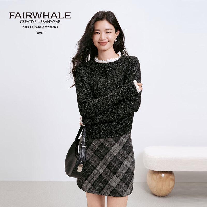 Mark Fairwhale Women's Lace Trim Long Sleeve Knit Top