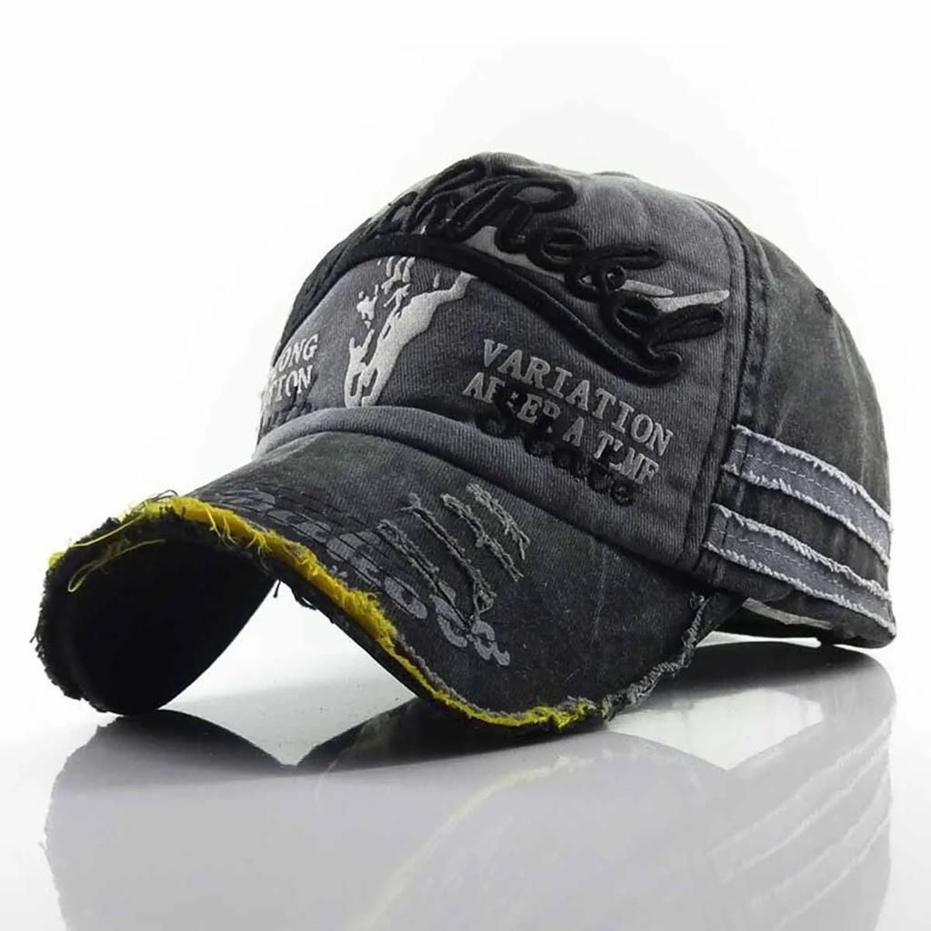 Cappellini da Baseball Unisex Neri con Ricamo Lettere BlackRebel Lavati Primavera e Autunno Outdoor Regolabili Cappelli Casual Cappello Parasole