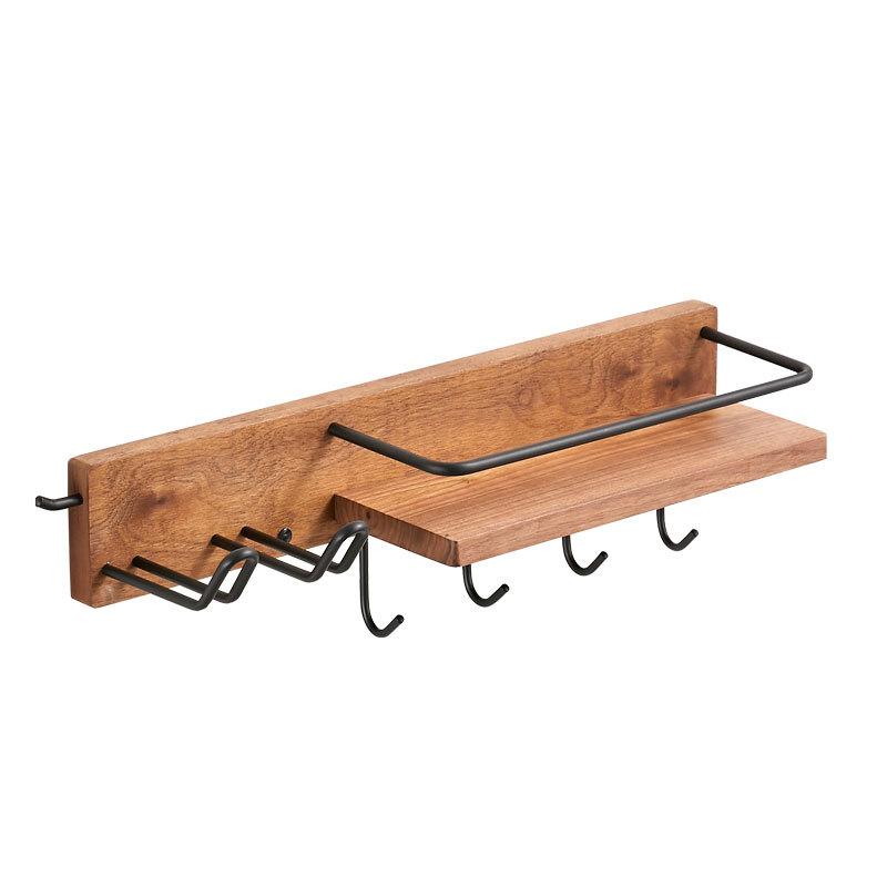 Black Bathroom Hair Dryer Holder Walnut Wall Hanging Storage Rack Toilet Toothbrush Holder Cup Holder Bathroom Hardware Pendant