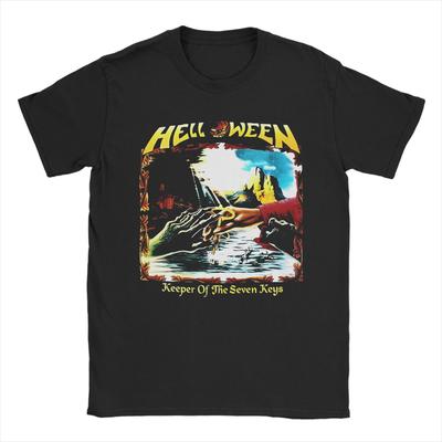 T-shirt da Uomo Heavy Metal Helloween Band Maglietta Hipster Power Rock Tedesco Manica Corta Girocollo T-shirt 100% Cotone Vestiti Stampati