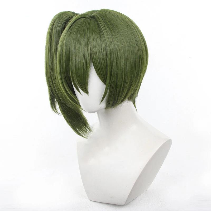 Ubel Cosplay Wig Anime Ubel Short Dark Green With Ponytails Cosplay Wig Heat Resistant Synthetic Hair Wigs + Wig Cap