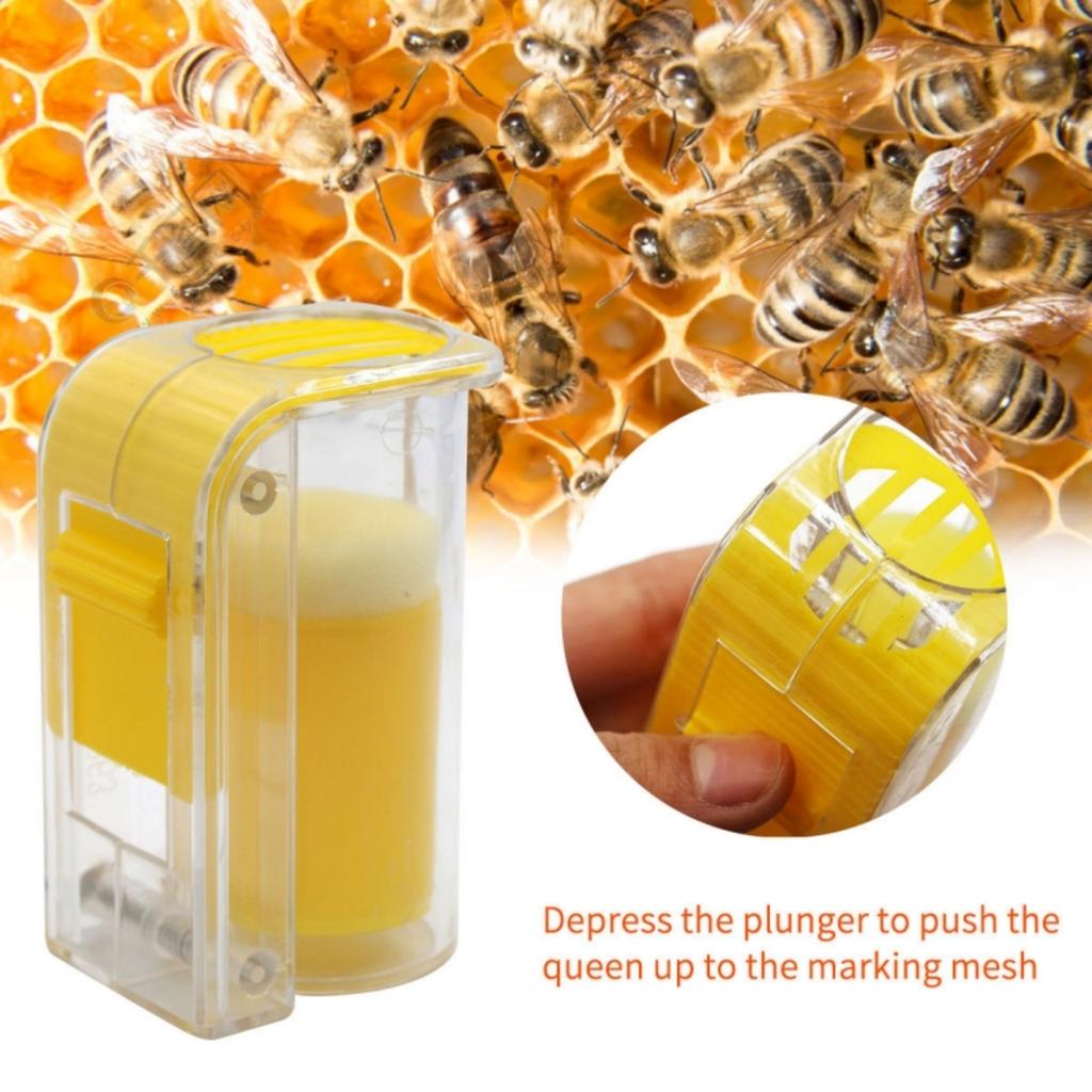 1PCS Rearing Queen Bee Marking Catcher Plastic Handed Marker Bottle Plunger Plush Beekeeper Tool Garden Bee Tools