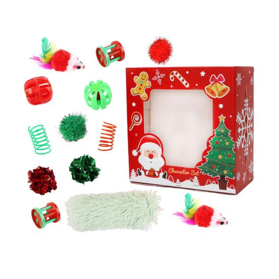 

1 Набор Рождественские игрушки для кошек Интерактивная дразнилка-палочка Погремушка Мяч Перьевые плюшевые мышки Игрушки для развлечения кошек для домашних кошек Котят Упражнения Праздник G