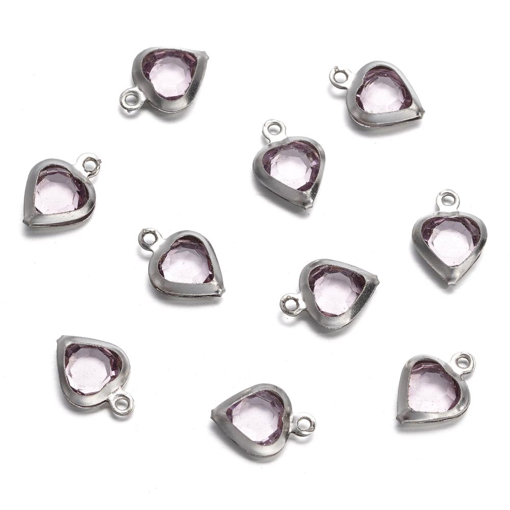10 Stück/Los 7,5 mm Edelstahl Herz mit Strasssteinen Anhänger für Halskette Armband Anhänger DIY Schmuckherstellung Zubehör