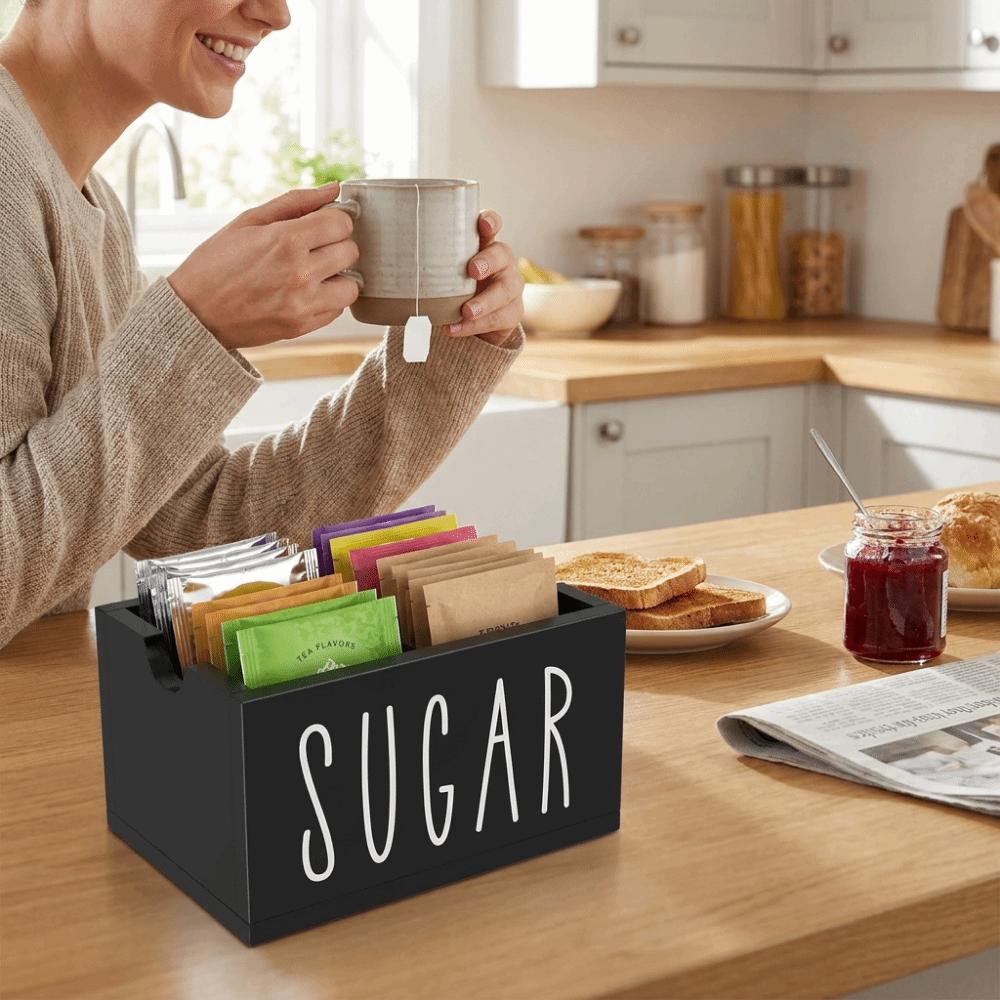 Compact Sugar Packet Container Rustic Style Sugar Bag Storage Holder for Home Desk