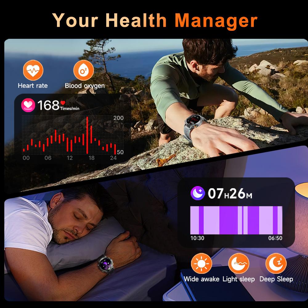 MEVADEN Neue 1,7-Zoll Herren Bluetooth Anruf Smartwatch Sport Fitness Tracker Herzfrequenzmesser LED Taschenlampe Smartwatch Für Android IOS 1000mAh AK87