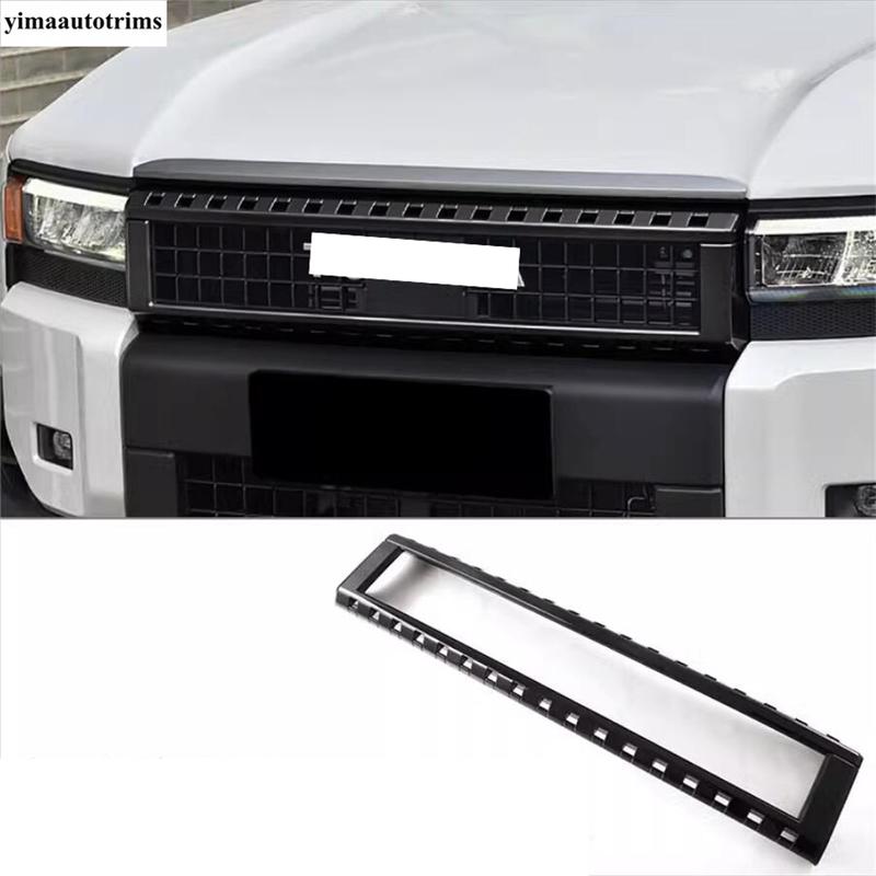 Front Upper Middle Grille Mesh Frame Panel Cover Trim For Toyota Land Cruiser Prado 250 LC250 2024 2025 ABS Chrome Accessories