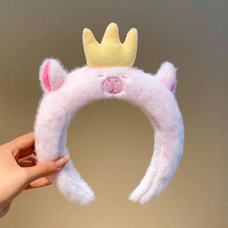 Plush Capybara Headbands Cartoon Kawaii Hair Hoop Headpiece Washing Face Hair Accessories