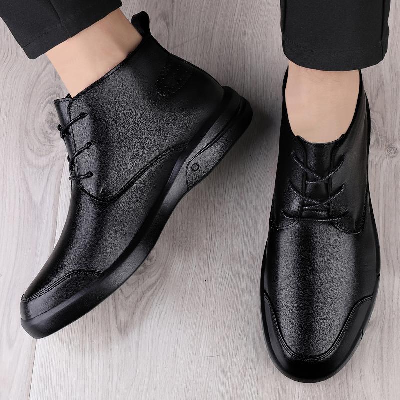 Famous Luxury Ankle Boots High Quality Mens Shoes Genuine Leather Casual Shoes Men Cow Leather Dress Warm Winter Boots for Men