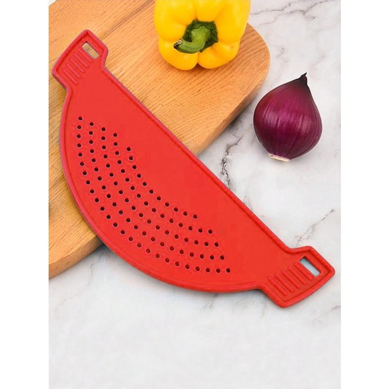 Silicon Strainer, Plastic Drainer Strainers Pot Funnel Half Moon Shape Food Filter Board Sieve Draining