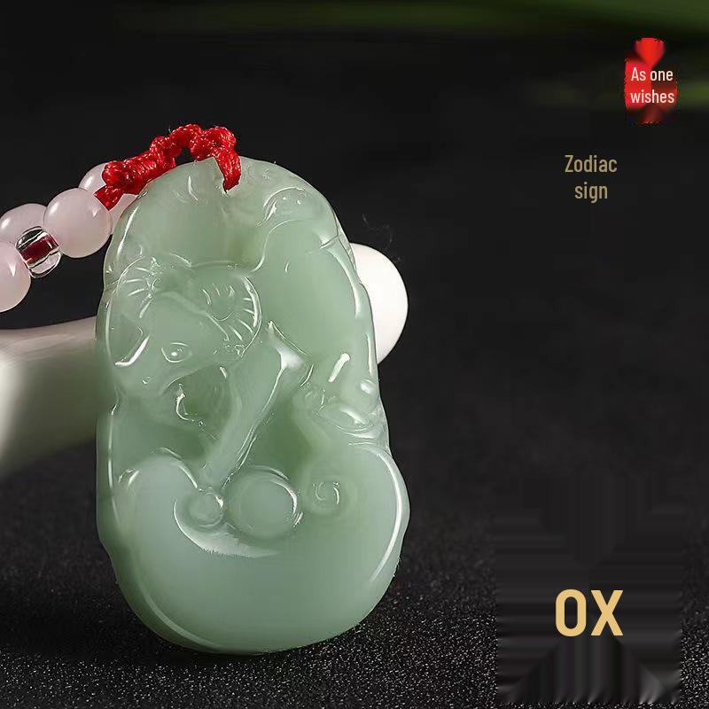 Zodiac Animals Jade Green Pendant Necklace - Protective Charm for Men and Women