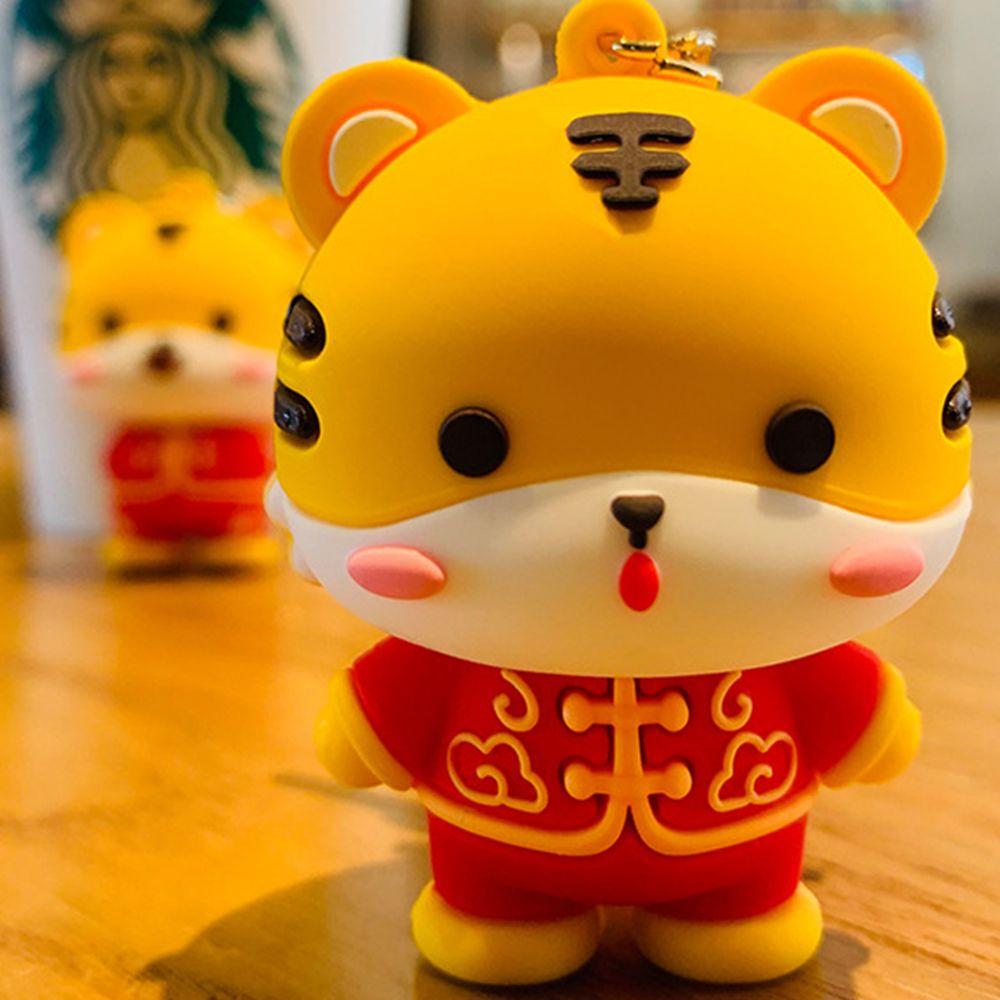 

Кольцо с мультяшным животным, ПВХ, подарки на год зодиака, корейский стиль, брелоки для ключей, пряжка для ключей с тигром, женский брелок для ключей