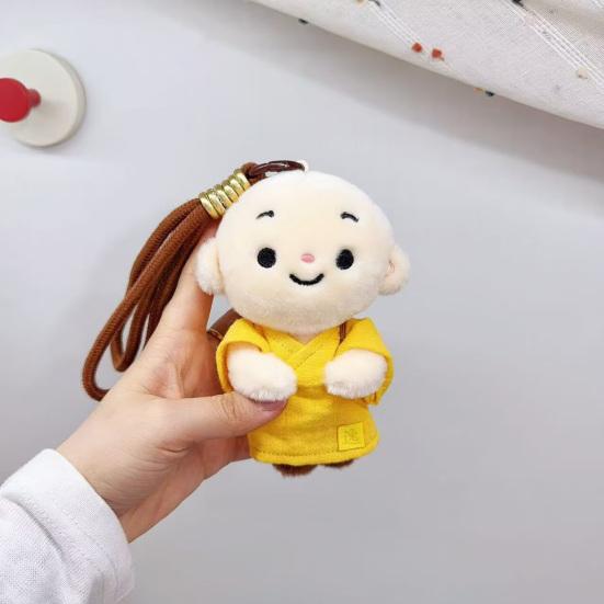 Cute Buddhist Monk Plush Keychain Cartoon Little Monk Stuffed Animal Pendant Zen Figure Key