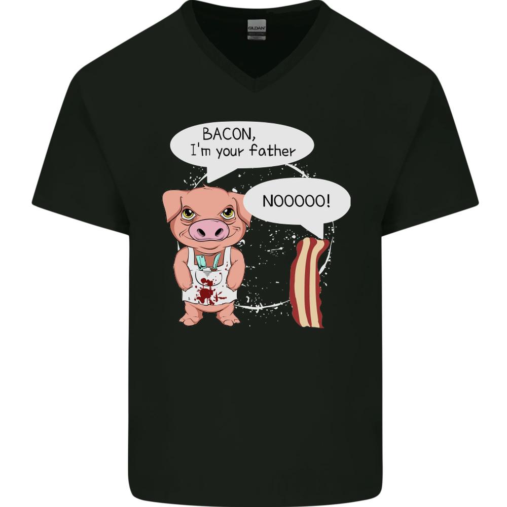 Bacon Im Your Father Funny Food Diet Mens VNeck Cotton T-shirt L