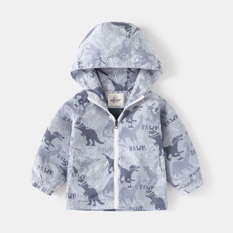 Children's Clothing Summer Children's Sun Protection Clothing Boy Hooded Outwear Boy Light Sun Protection Clothing Baby Boy Dinosaur Zip-up Shirt