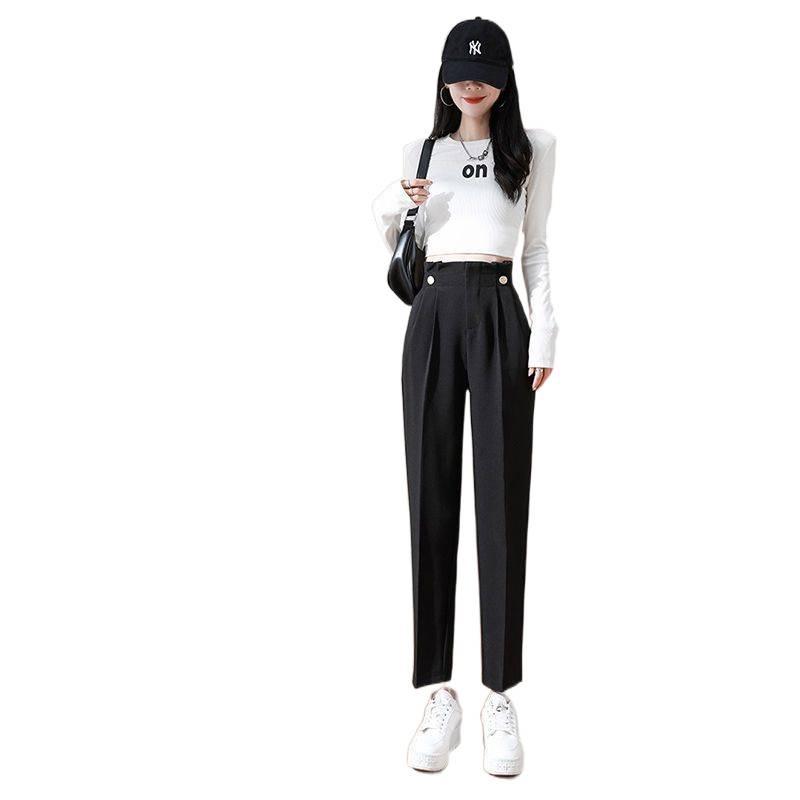 Women's High-Waisted Korean-Style Carrot Pants - Spring New Casual Harem Trousers