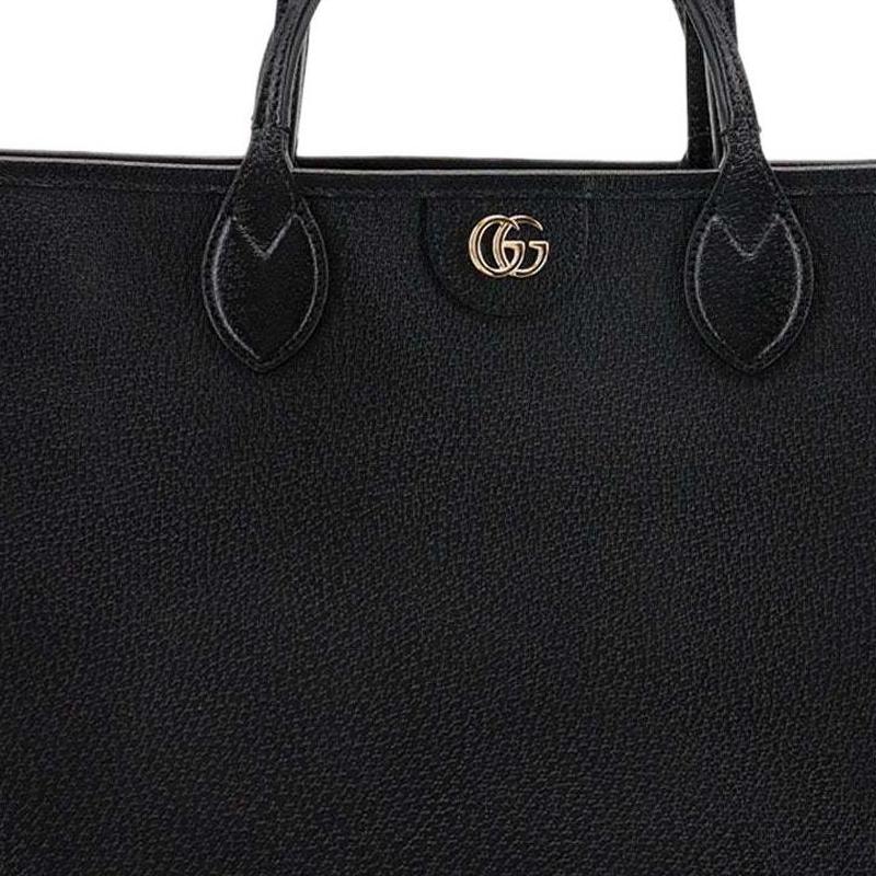 Gucci Ophidia Double G Logo Solid Color Leather Tote Bag Women tote bags Black 739730-DJ20G-1000