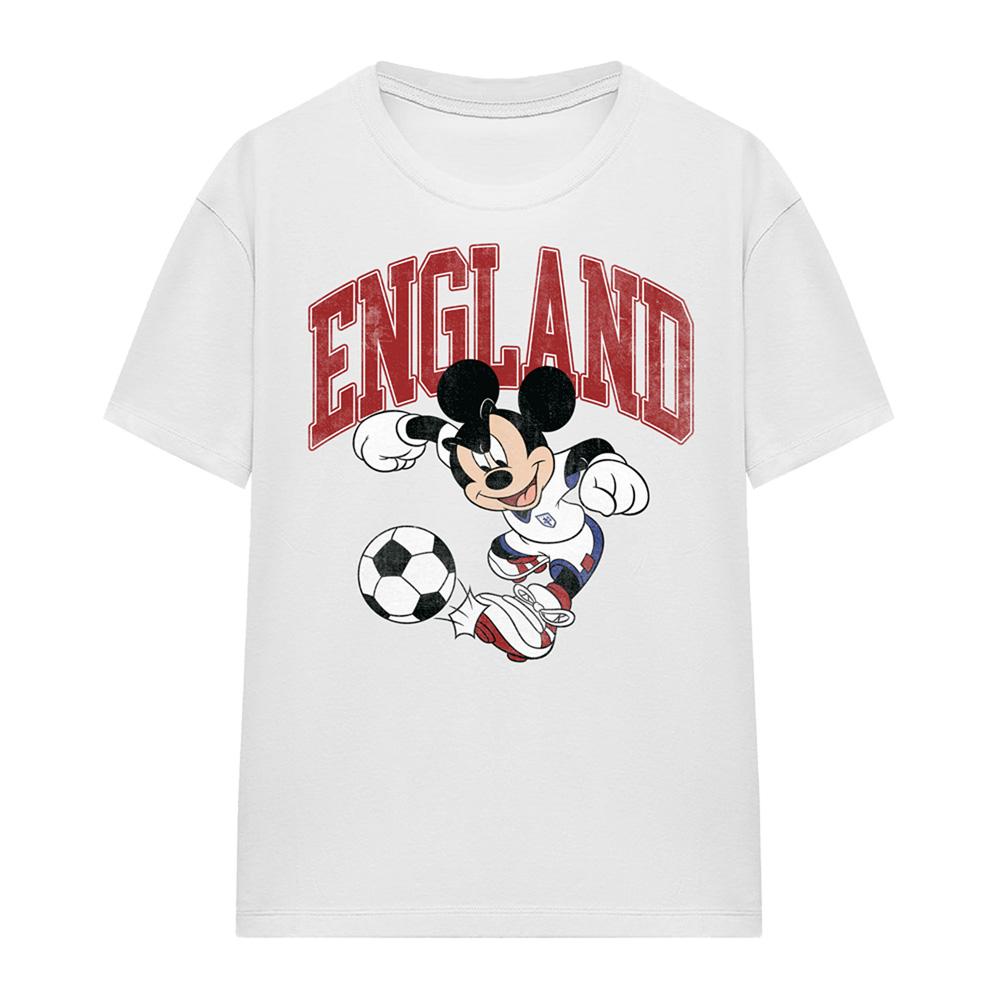 Disney Womens/Ladies England Mickey Mouse Football T-Shirt