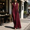 Women's V-Neck Dress with Nipped-In Waist Summer Dress Casual Loose Fit Dress Comfortable A-Line Silhouette Elegant Dress for Office Vacation Party