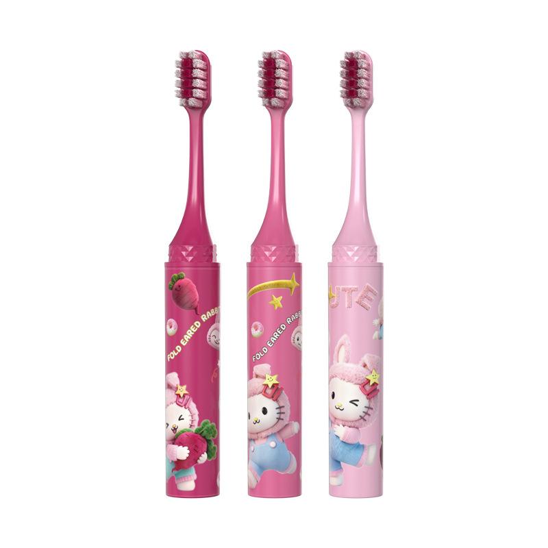 Portable Fold Ear Rabbit Lipstick Youth Toothbrush, Suitable for Deep Oral Cleaning of Families, Schools, and Traveling Couples