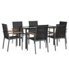 VidaXL Ensemble à manger de jardin 7 pcs noir textilène et acier 3187044