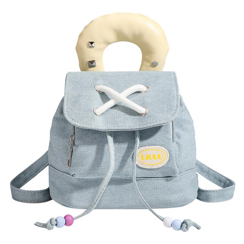 2025 Trendy Women's Denim Color Block Backpack - College Style Handbag & Shoulder Bag