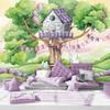 Wallpaper White Rabbits Hut On a Tree