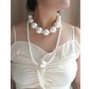 European and American Geometric Double-layer Round Pearl Necklace Accessories Women's Sweater Chain Light Luxury Item