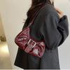 Yogodlns Vintage PU Leather Shoulder Bag for Women Y2K Spicy Girl Trend Maillard Style Underarm Bag High Quality Women Handbags