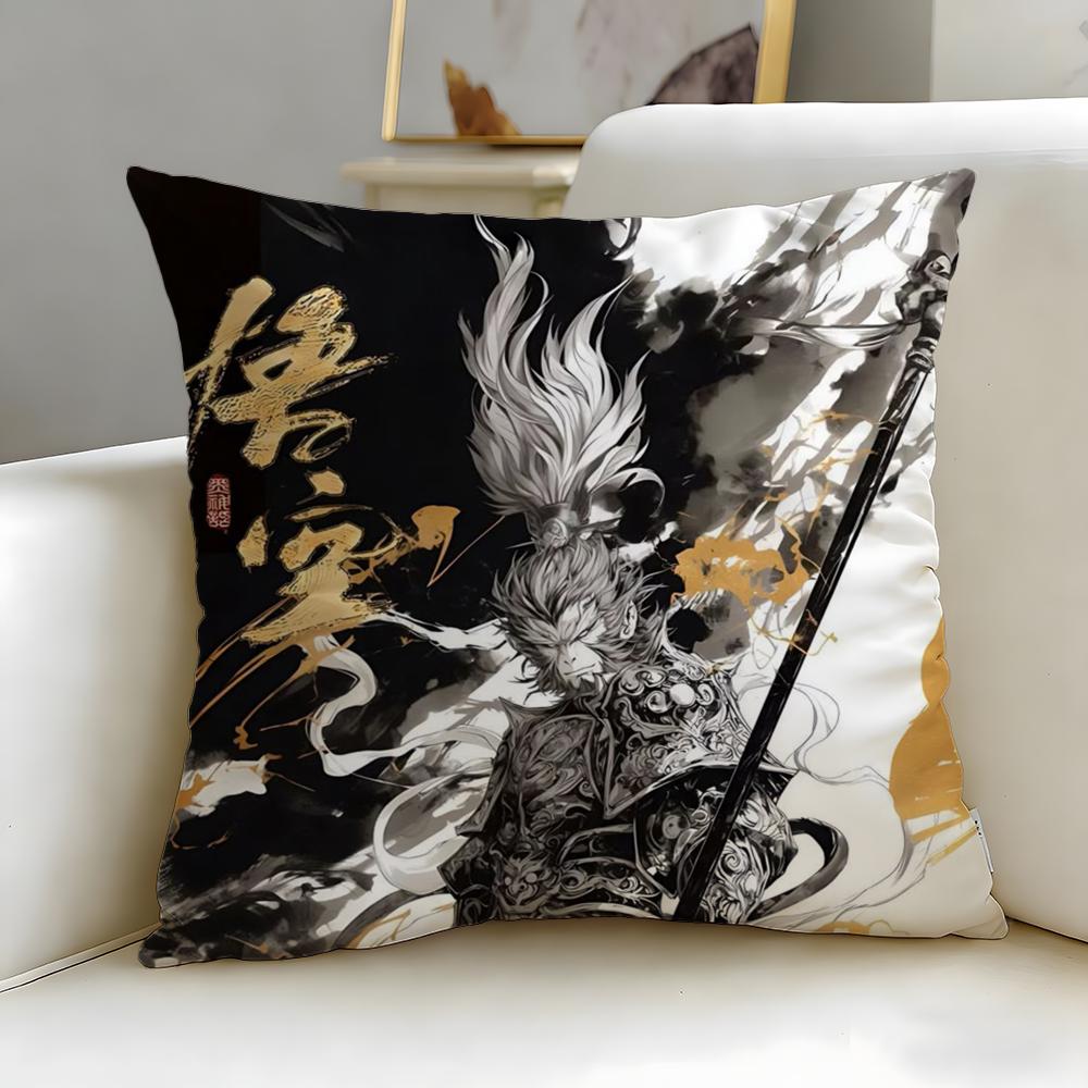 popular game Black Myth Wukong Cushion Cover Soft  EasyWash Pillow Case  Versatile for Couch Bed Travel and Office