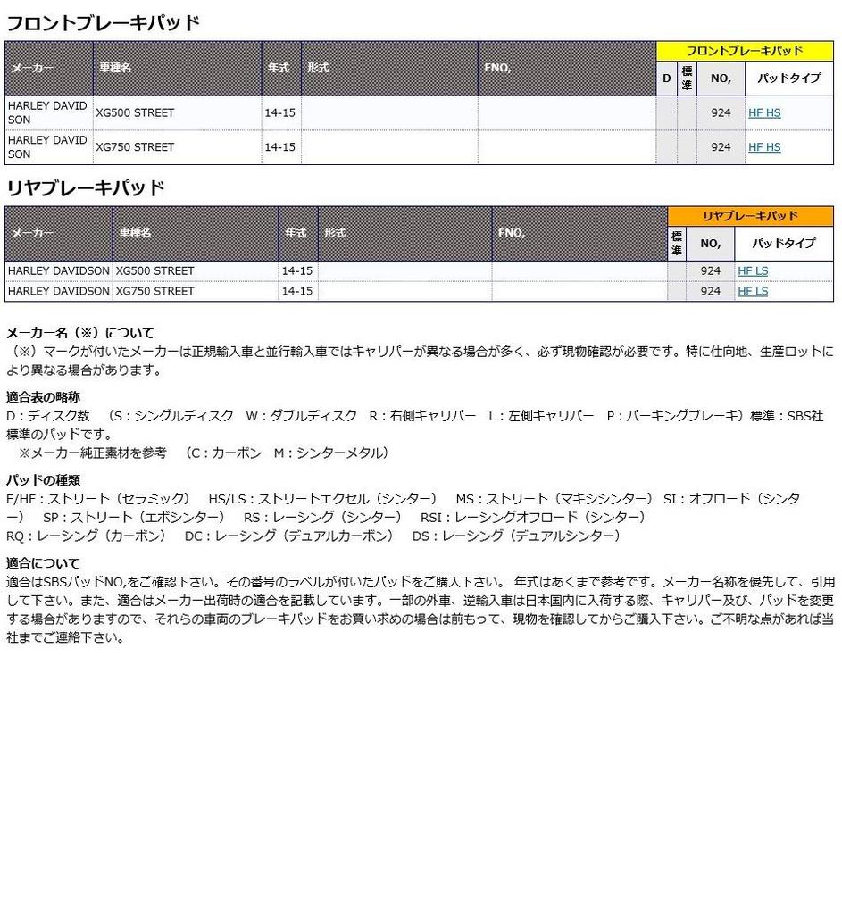 Kitaco 777-0924000 SBS Brake Pad 924HF Ceramic Harley Etc