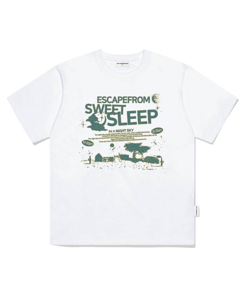 ESCAPEFROM Sweet Sleep Print Oversized Short Sleeve T-Shirt White