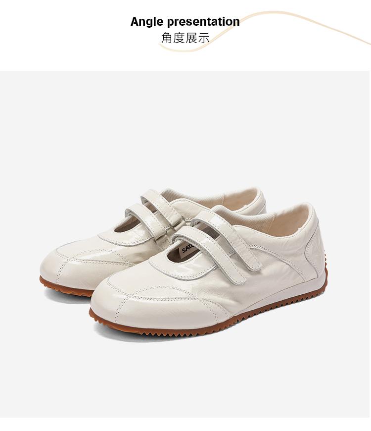 [Cowhide] French Style Double Strap Retro German Training Shoes