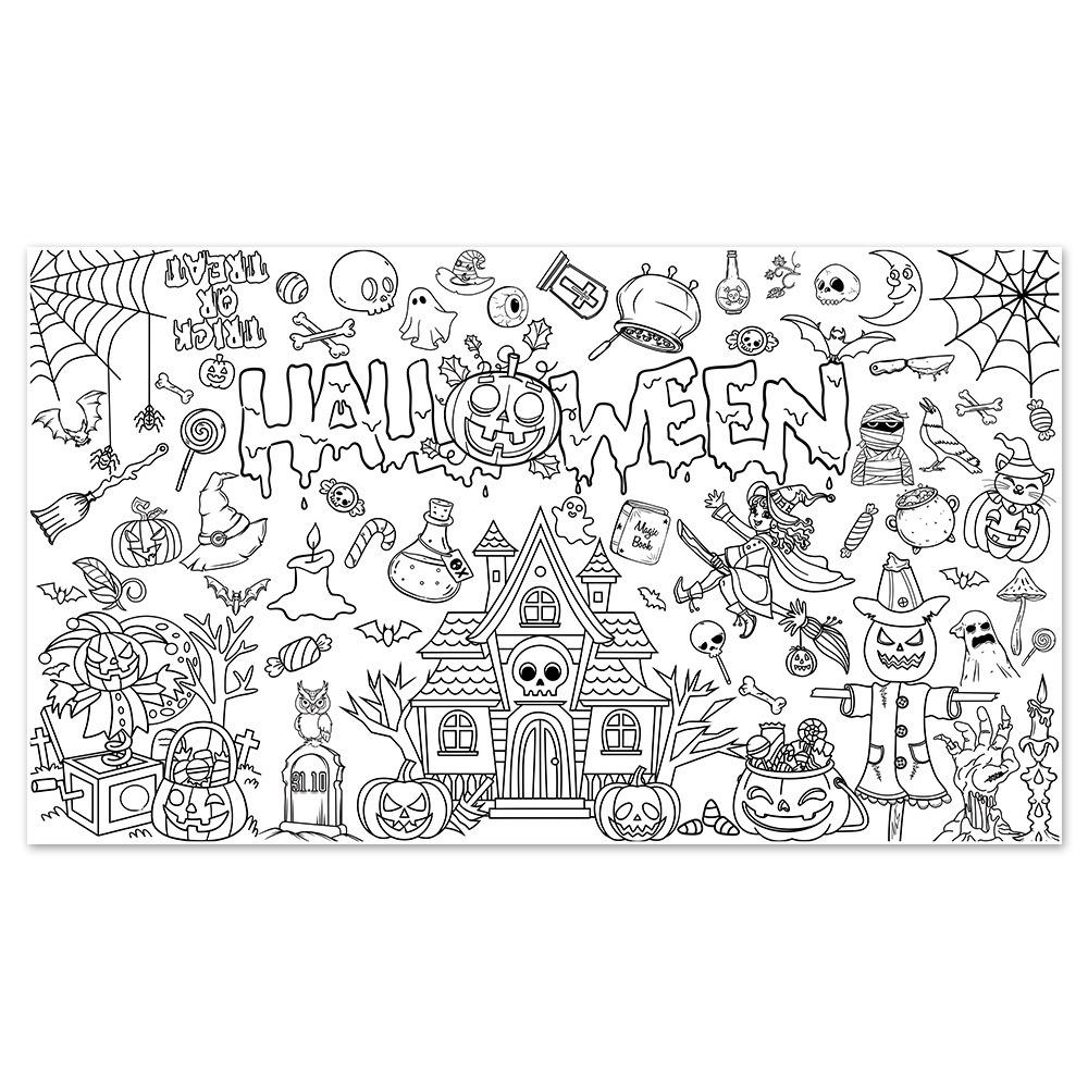 Kreslený Halloweenský Graffiti Ubrus Kreativní Velké Omalovánky Strašidelný Dům