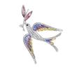 Stylish Enamel Swallow Brooch Featuring Glossy Finish And Crystal Accents Versatile Fashion Badge Pin Accessory