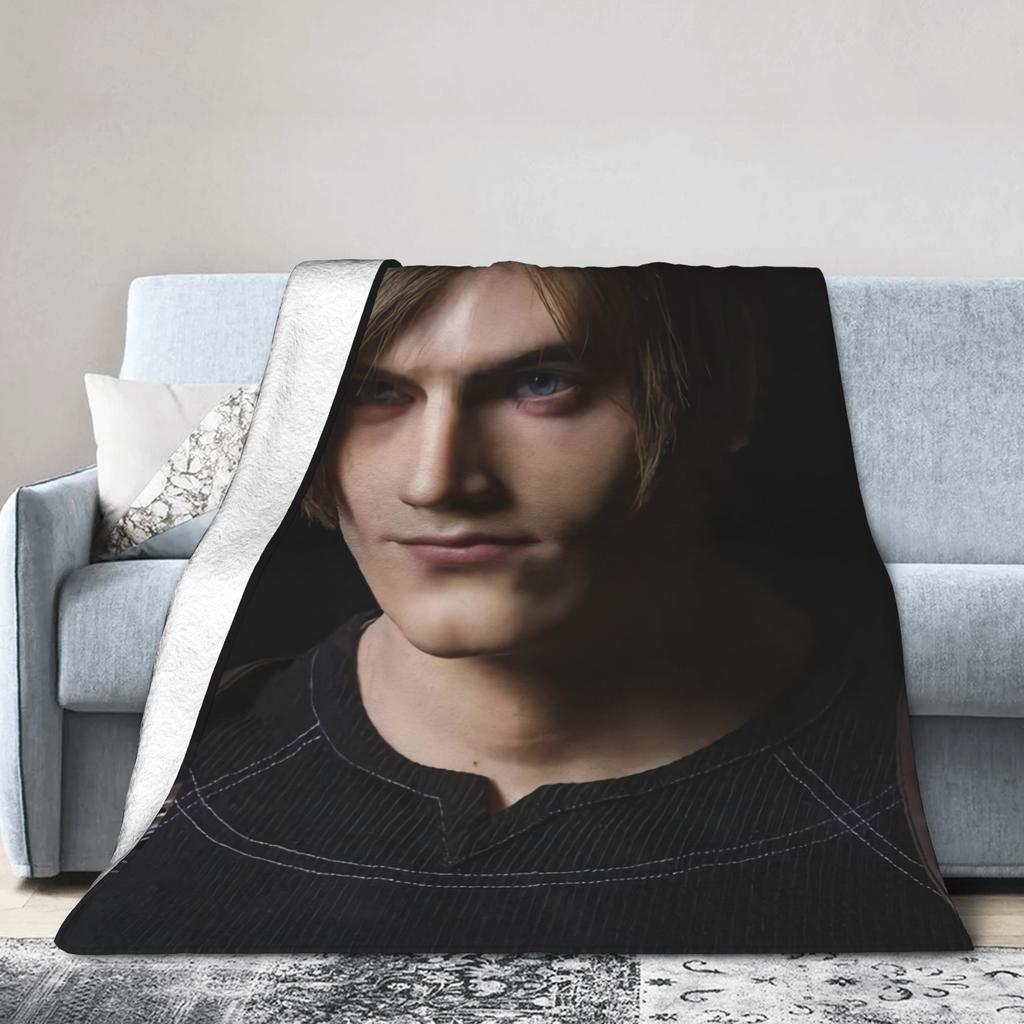 Leons Kennedy Residents Evils Warm Soft Blanket Students Plush Throw Blanket Pattern Couch Chair Flannel Bedspread Bed Cover