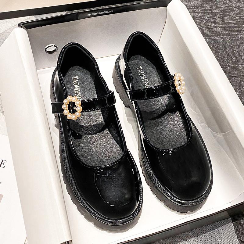 Neue Loafer Damenschuhe Dicker Absatz Dicke Sohle Retro College Style JK Schuhe Mary Jane Schuhe Große Größe Kleine Lederschuhe Damen