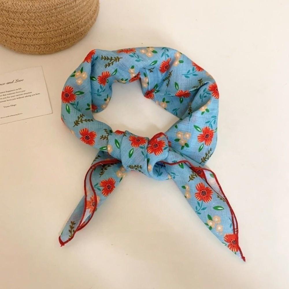 3pcs/set Thin Fabric Printed Headscarf Colorful Flower Square Headband Floral Neck Scarf  Holiday