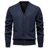 Autumn Winter Men's V-Neck Sweatercoat Casual Knit Cardigan Solid Color Single Breasted Thick Fleece Warm Knitted Sweater Jacket