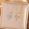 Blue Tear Drop Fringe Zircon Titanium Steel Necklace Women Fashion Light Luxury Elegant Collarbone Chain