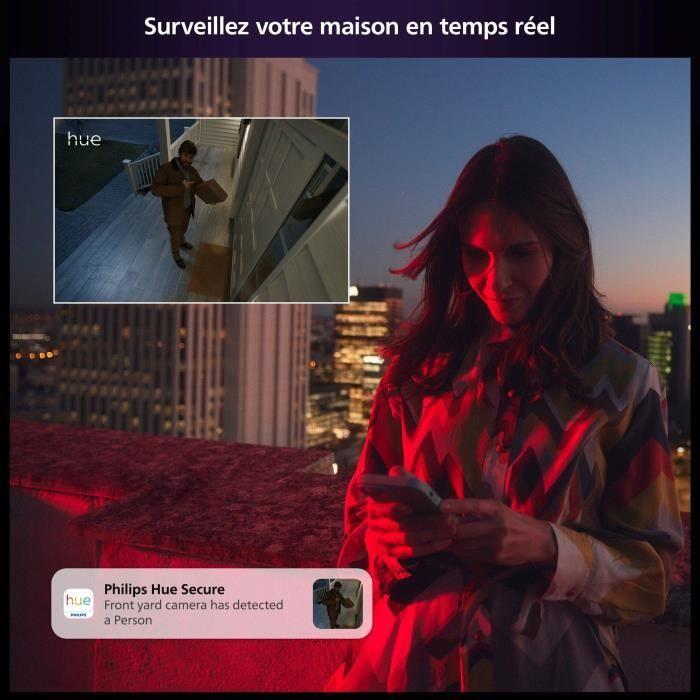 Caméra sans fil - Philips Hue - Secure - HD 1080P - Intérieure ou extérieure - Contrôle avec une seule application - Blanc