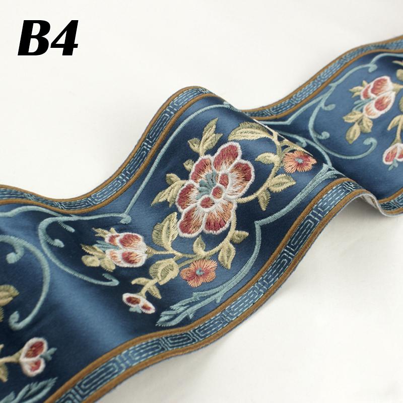 

1M Chinese Ethnic Webbing 10cm Width Retro Embroidery Lace Trim For Diy Hanfu Costume Cushion Curtain Decor Ribbon Accessories 1M