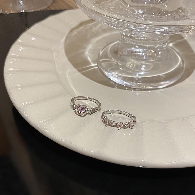 Bague Zircon Cœur Rose Style Coréen: Design de Luxe Haut de Gamme pour Femmes