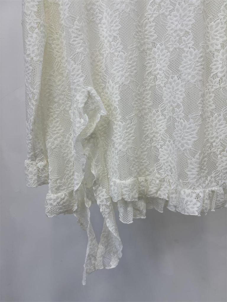 2025 Winter Exquisite Jacquard Lace Long Sleeve Irregular Hem Women's Shirt