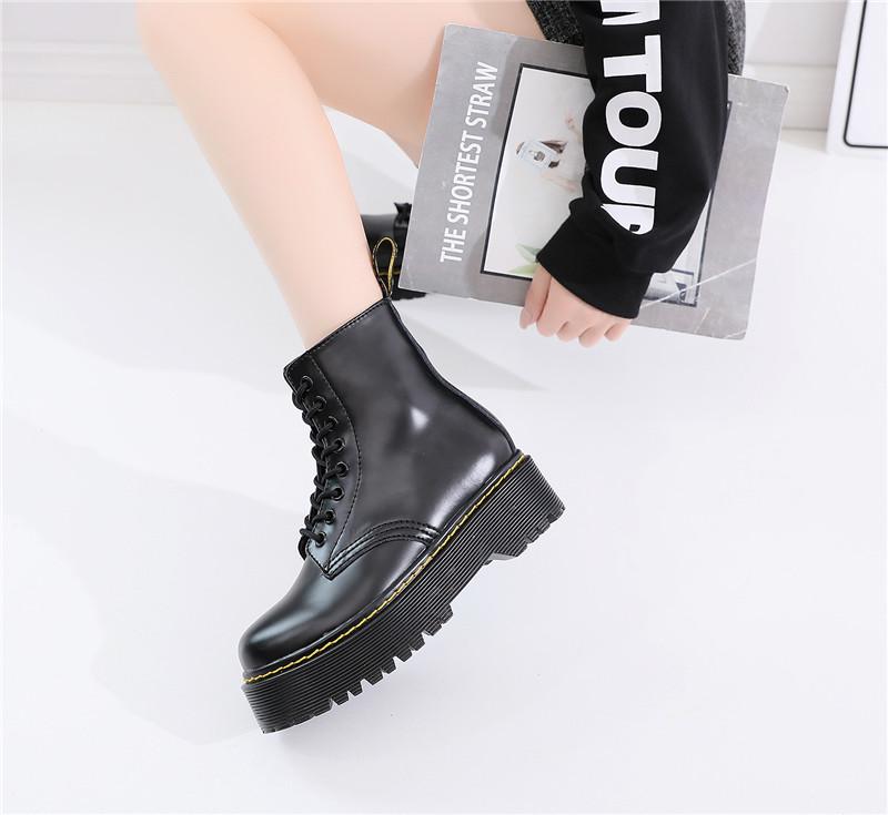 Britischer Punk-Stil 8-Loch Motorradstiefel: 2-Wege Trageweise Klobige Plateau mit Frontreißverschluss - Mode Unisex Ganzjahresstiefel Für