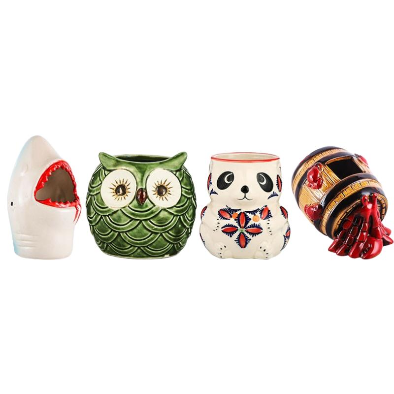 Tazza Tiki Tazze da Cocktail Hawaiane Tazza Divertente in Ceramica Creativa Tazze Tiki Tazza da Birra per Bevande Tazza da Vino Strumenti per Bar Regalo per Amici