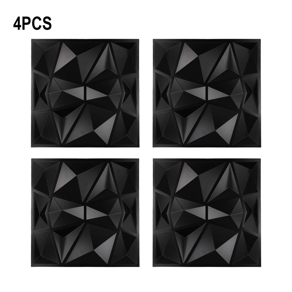 1 pz/4 pz Pannello Murale 3D in PVC Piastrelle Decorative per Parete e Soffitto Rivestimento Impermeabile Nero Opaco Adesivi per Decorazione Casa