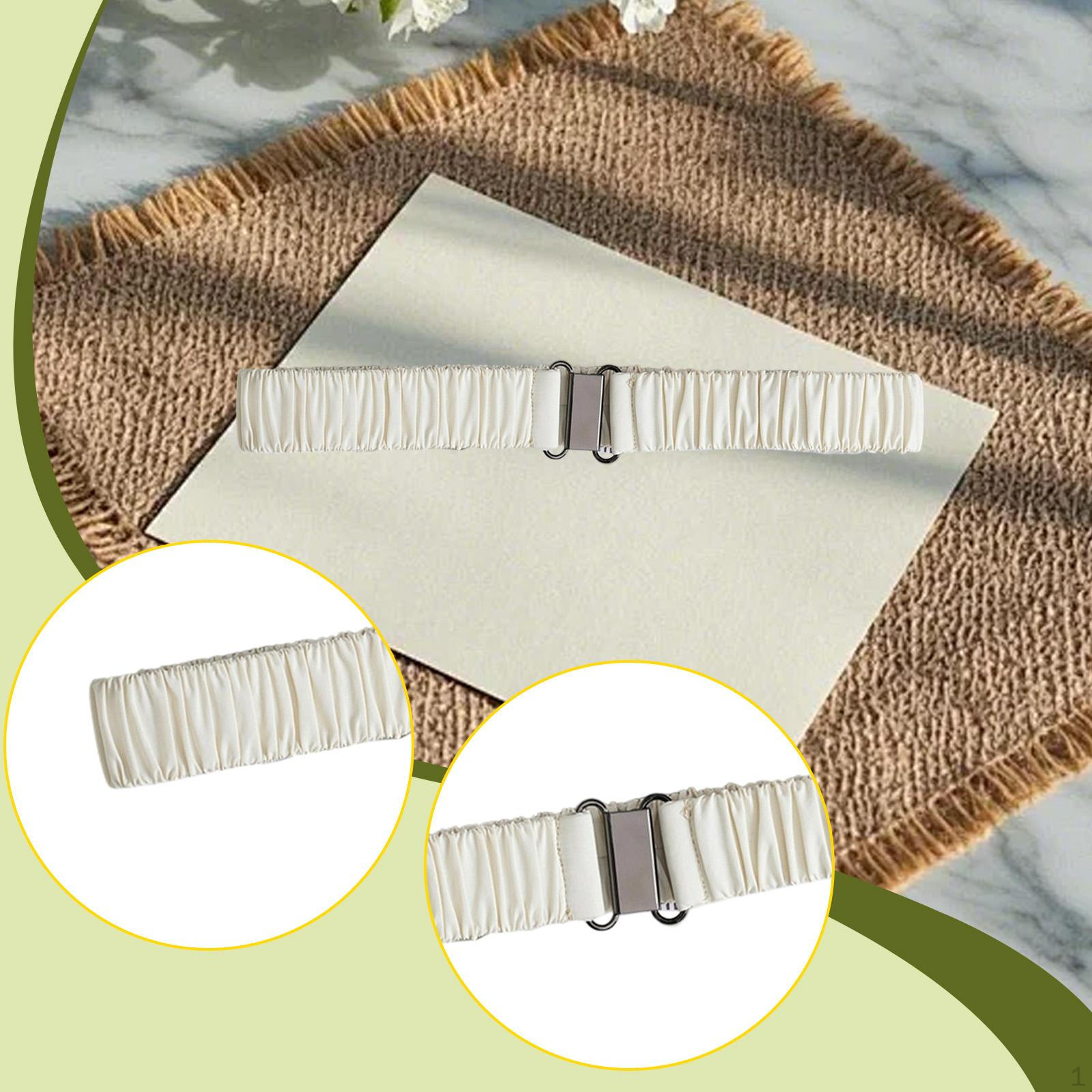 Женский эластичный пояс Повседневный Плиссированный Модный Простой Универсальный Элегантный Стрейч Creamy white