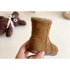 Vintage Korean Style Unisex Kids Winter Fleece Warm Non Slip Mid Calf Boots