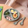 3PCS Children's Tableware Set Baby Eating Food Training Silicone Tableware Set Baby Sucker Feeding Dishes Plate With Spoon Fork